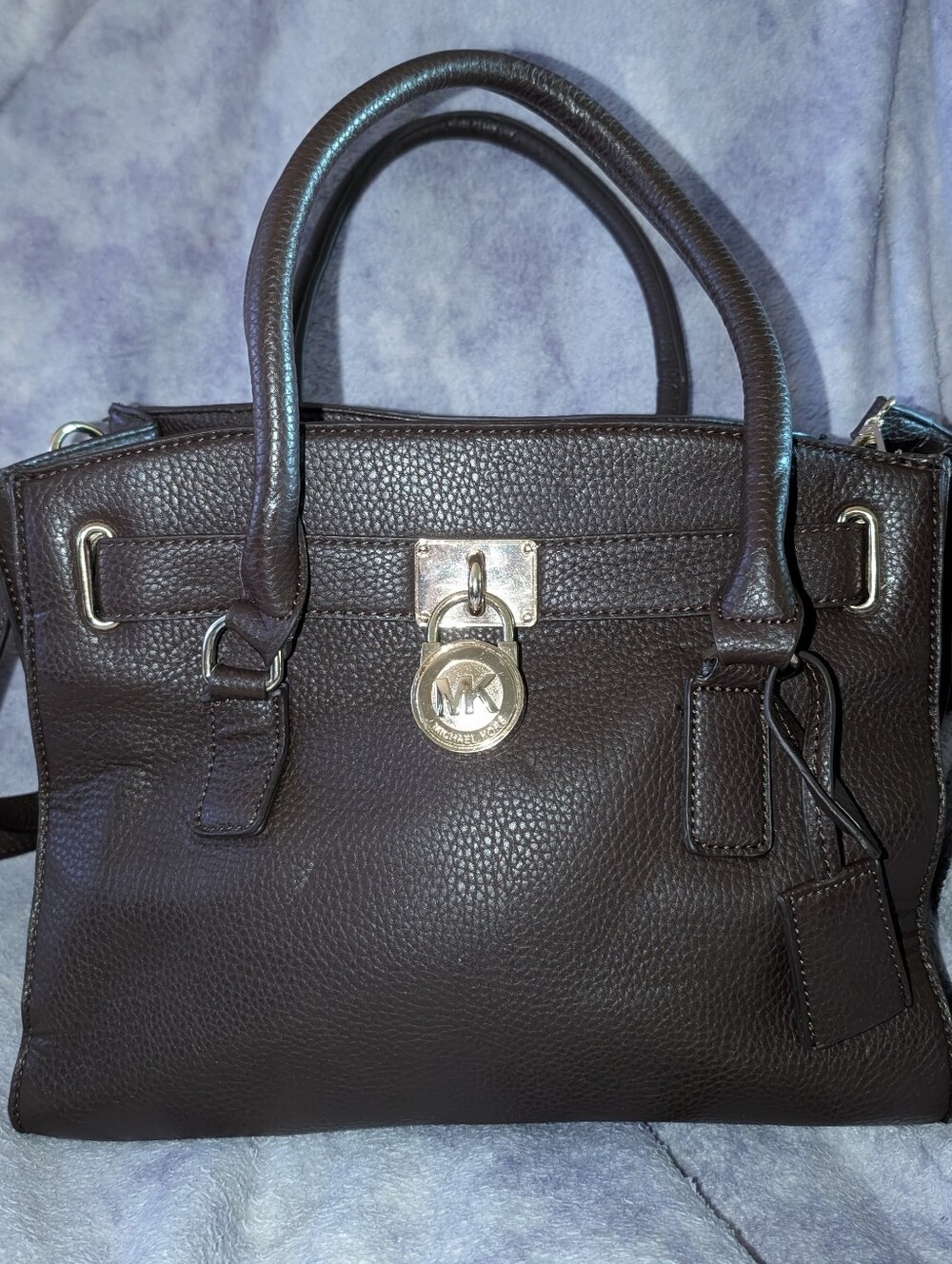 Michael Kors Chocolate Leather Hamilton Satchel with Gold Hardware